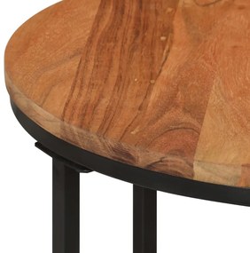 Tavolino salotto 45x45x35cm in legno massello di acacia e ferro
