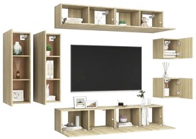 Set di mobili porta tv 8 pz rovere sonoma in legno multistrato