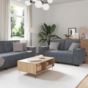 Set Di Divani 3 Pz Con Cuscini Grigio Scuro İn Velluto /