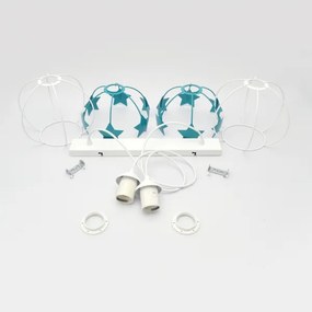 Lampadario a sospensione per bambini STARS 2xE27/15W/230V turchese/bianco