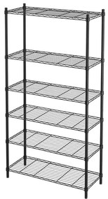 Scaffale in kit 6 ripiani Alfred L 90 x P 35 x H 180 cm nero, portata per ripiano 50 kg