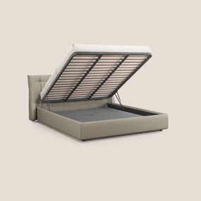Clizia letto imbottito di design con vano contenitore in ecopelle impermeabile T04 tortora