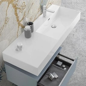 Lavabo sospeso in resina 120 cm vasca destra bianco lucido  Loto