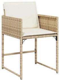 Set da pranzo da giardino 15 pz con cuscini beige in polyrattan