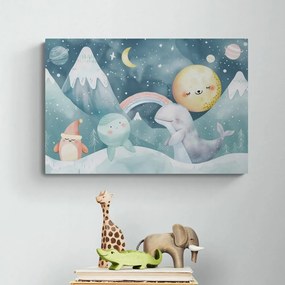 Stampa su tela – Per bambini: animali nel paesaggio innevato