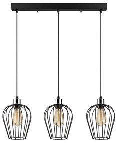 Lampada a sospensione nera per 3 lampadine Tel Long - Opviq lights