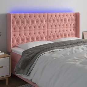 Testiera A Led Rosa 203x16x118/128 Cm İn Velluto /