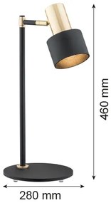 Argon 4257 - Lampada da tavolo DORIA 1xE27/15W/230V nera/ottone