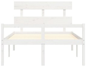 Letto per Anziani con Testiera Bianco 140x190 cm Legno Massello