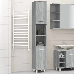 Armadietto bagno grigio sonoma 30x30x179cm in legno multistrato