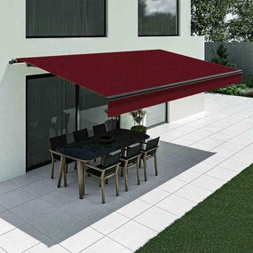 Tenda da sole rosso vino con mantovana dritta, modello Basic senza cassonetto, 2400 x 1500 mm, con manovella, configurazione individuale