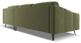 Divano angolare verde (con penisola a destra) con rivestimento in velluto Nalu – Makamii