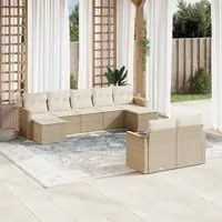 Set Divano da Giardino 9 pz con Cuscini Beige in Polyrattan 3226401