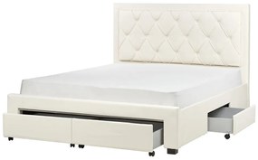 Letto matrimoniale con contenitore velluto crema chiaro 160 x 200 cm LIEVIN Beliani
