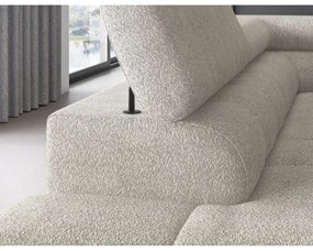 Divano angolare color crema allungabile/con contenitore (con penisola a sinistra/a L) e rivestimento in bouclé Ferucce – ELTAP