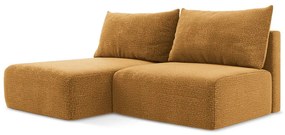 Divano angolare arancione allungabile/con contenitore (con penisola a sinistra) Kalena – Makamii