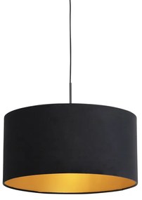 Lampada a sospensione con paralume in velluto nero con oro 50 cm - Combi