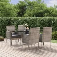 Set da Pranzo da Giardino 5 pz Antracite con Cuscini Polyrattan 3156782