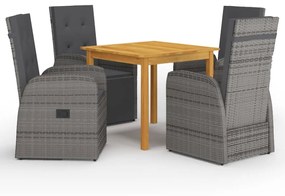 Set Mobili Da Pranzo Per Giardino 5 Pz Grigio /