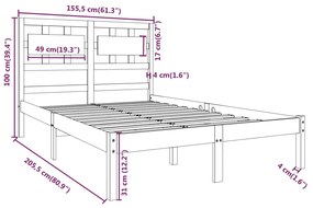 Giroletto Nero in Legno Massello 150x200 cm King Size