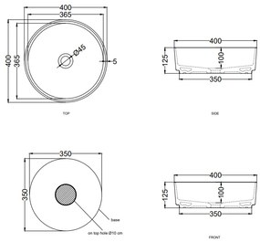 Cielo Shui Comfort Lavabo da appoggio 40 cm tondo senza troppopieno nero marquinia