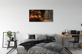 Quadro su vetro Albero di natale decorazioni per caminetti regali 100x50 cm