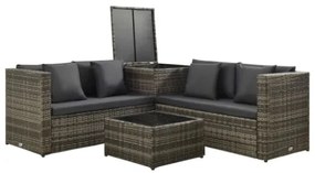 Set Divani da Giardino 4 pz con Cuscini in Polyrattan Grigio