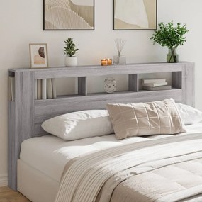 Testiera Led Grigio Sonoma 200x18,5x103,5 Cm Legno Multistrato /