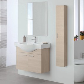Mobile Bagno Sospeso 80 Cm Due Ante Specchio 60x80 Cm Feridras "Stella" Larice