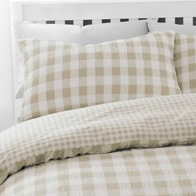 Biancheria da letto in crêpe bianca e beige per letto singolo 135x200 cm Gingham Check - Catherine Lansfield