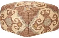 Pouf multicolore in lana di iuta 50 x 50 x 30 cm con motivo geometrico quadrato Moderno Poggiapiedi imbottito