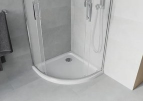 Mexen Rio cabina doccia semicircolare 80 x 80 cm, smerigliata, cromo + piatto Flat, bianco - 863-080-080-01-30-4110