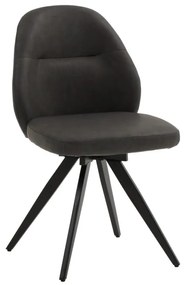 Set di sedie girevoli ZENNENDAL in similpelle antracite e gambe in metallo nero