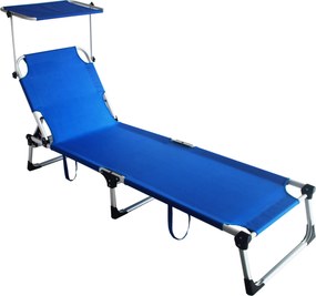 Lettino Prendisole Pieghevole da Giardino in Alluminio con Tettuccio Ranieri Mykonos Blu...