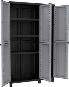Armadio Portascope Modulare da Esterno 102x39x170 cm 3 Ante 3 Ripiani in Polipropilene Twist Grigio e Nero...