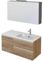 Mobile Bagno Sospeso 100 cm Lavabo e Specchio Bonussi Fenice Rovere Farnia