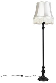 Lampada da terra nera con paralume a forma di Granny color crema - Classico