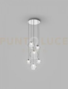 Puppet sospensione r6 cristallo trasparente cromo lucido 6 luci att...