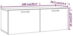 Mobile Pensile Grigio Sonoma 100x36,5x35 cm Legno Multistrato