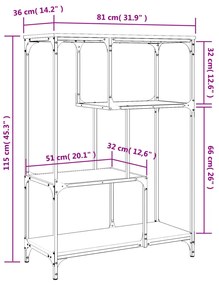 Libreria Rovere Marrone 81x36x115cm Legno Multistrato e Acciaio