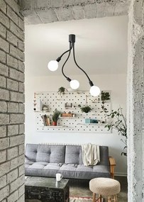 Lampadario a soffitto tre luci bulbo 6678 n nero