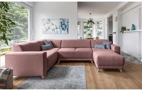 Divano angolare rosa allungabile e con contenitore (penisola a sinistra/a U) Classy Sophie – Miuform