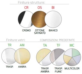 Sospensione Contemp. Double Skin Metallo Cromo Vetro Mix Multicolor 3 Luci E27