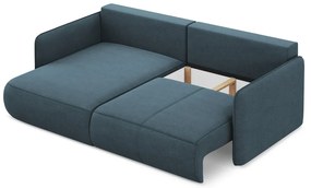 Divano angolare blu allungabile/con contenitore (con penisola a sinistra) Nanea – Makamii