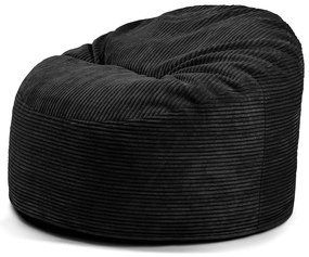 Pouf a sacco per bambini nero con rivestimento in velluto a coste Om 85 – SLOWDOWN