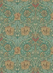 Morris & Co Carta da parati Honeysuckle & Tulip - Emerald/ Russet
