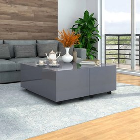 Tavolino Da Salotto Grigio Lucido 100x100x35 Cm /