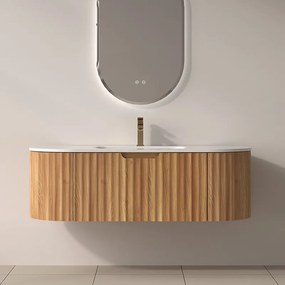 Mobile bagno curvo 120 cm cannettato con lavabo integrato | KAM-NORTH-P120 - KAMALU