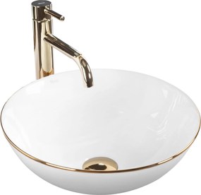 Lavabo da appoggio in ceramica Stella White gold edge