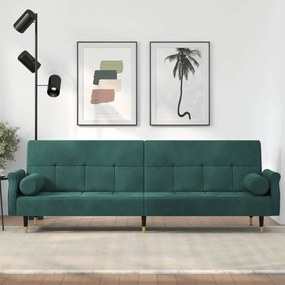 Divano Letto Con Cuscini Verde Scuro İn Velluto /